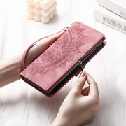 Caelina Magnetic Leather Wallet iPhone Case With Straps