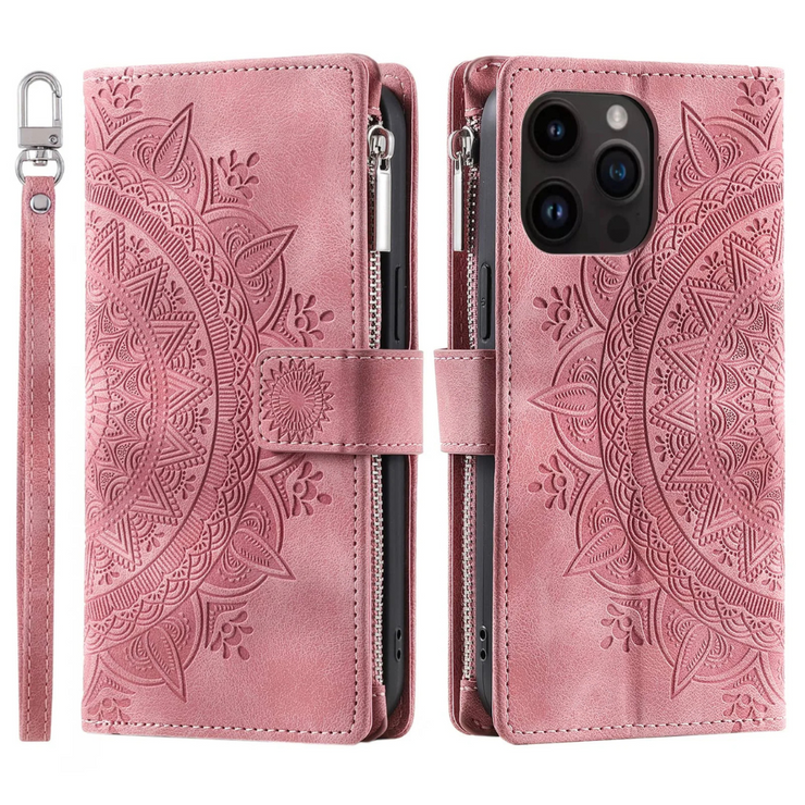 Caelina Magnetic Leather Wallet iPhone Case With Straps