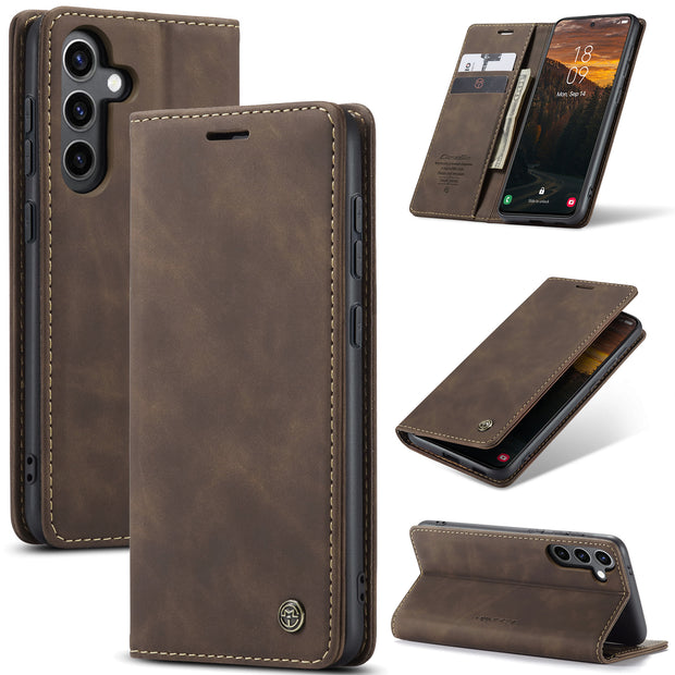 Dira Retro Leather Wallet Galaxy Case