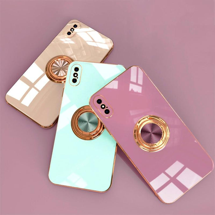 Aere Luxury Plated iPhone Case With Ring For Series 14-16