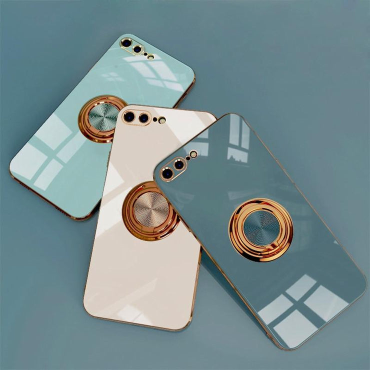 Aere Luxury Plated iPhone Case With Ring For Series 14-16