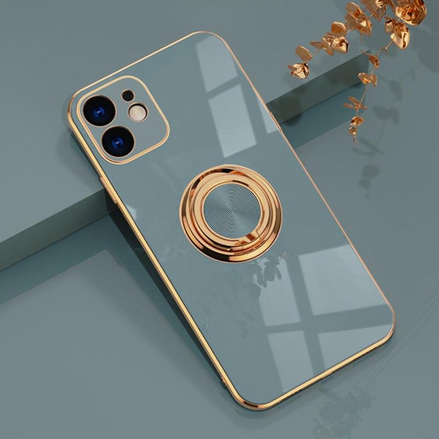 Aere Luxury Plated iPhone Case With Ring For Series 14 and 15