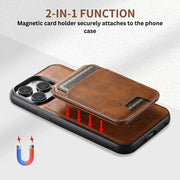 Foveo Premium Leather Case for iPhone 15-16 Series With Detachable Magnetic Card Stand