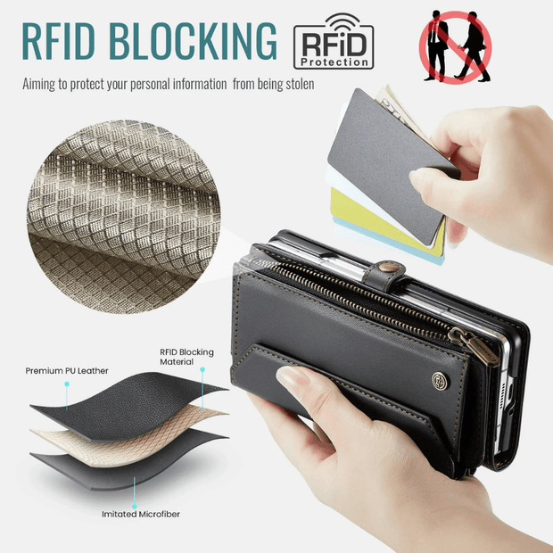 Rectus RFID Blocking Wallet Case For Galaxy Z Fold With Pen Holder Slot