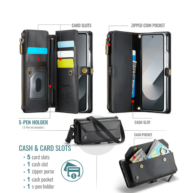 Rectus RFID Blocking Wallet Case For Galaxy Z Fold With Pen Holder Slot