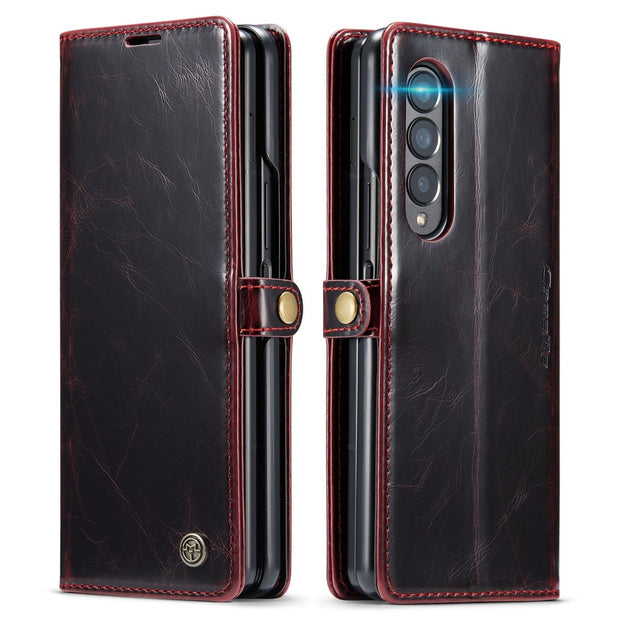 Demere Retro Leather Magnetic Wallet Case For Samsung Galaxy Z Fold 4 - Astra Cases