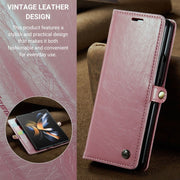 Demere Retro Leather Magnetic Wallet Case For Samsung Galaxy Z Fold 4 - Astra Cases