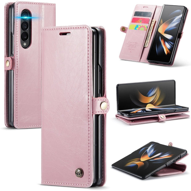 Demere Retro Leather Magnetic Wallet Case For Samsung Galaxy Z Fold 4 - Astra Cases