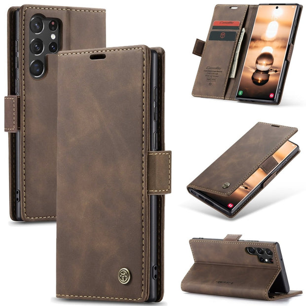 Dira Retro Leather Wallet Case for Galaxy S23 Series - Astra Cases