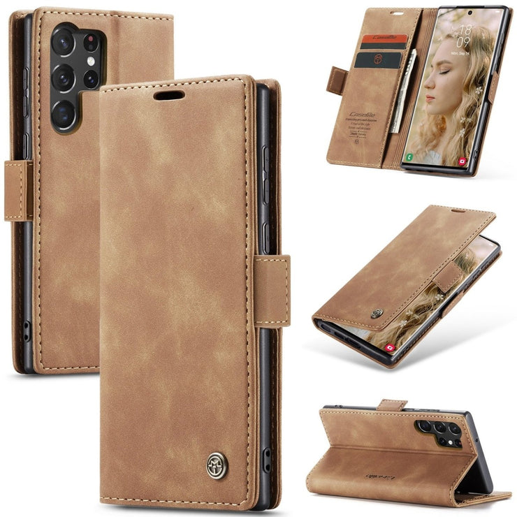 Dira Retro Leather Wallet Case for Galaxy S23 Series - Astra Cases