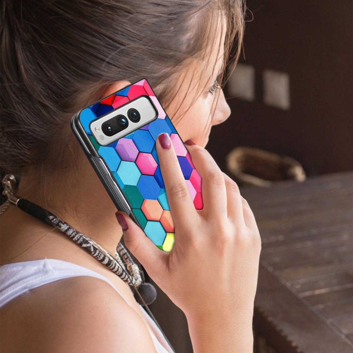 Lene Multi-Colored Painted Leather Case for Google Pixel Fold - Astra Cases