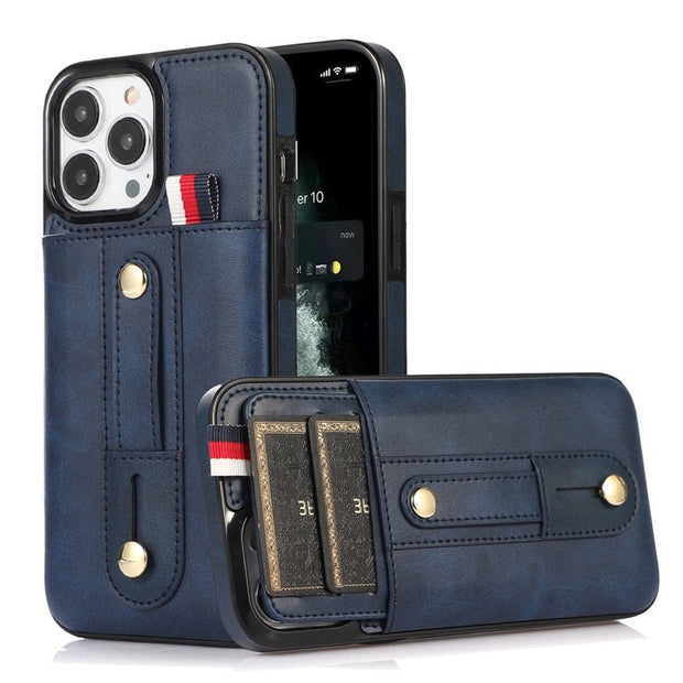 Leo Retro Leather iPhone Case with Card Slot - Astra Cases