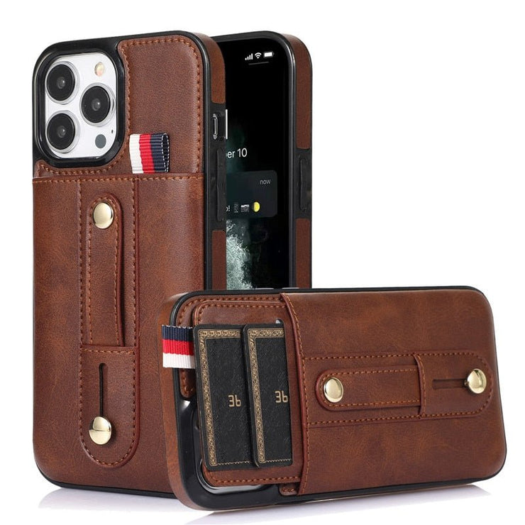 Leo Retro Leather iPhone Case with Card Slot - Astra Cases