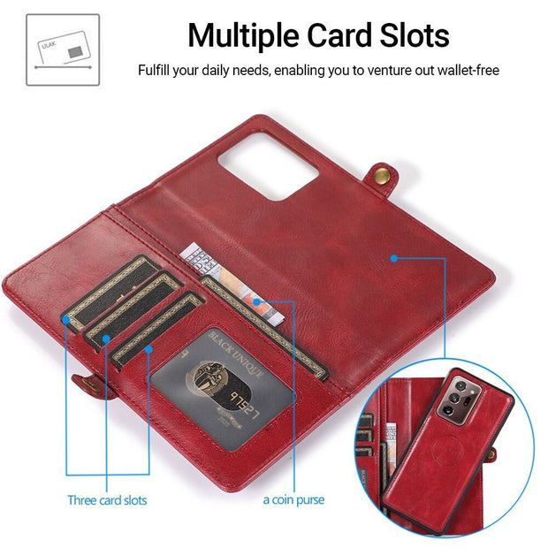 Mereo Magnetic Leather Galaxy Wallet Case with Lanyard and Card Slot - Astra Cases