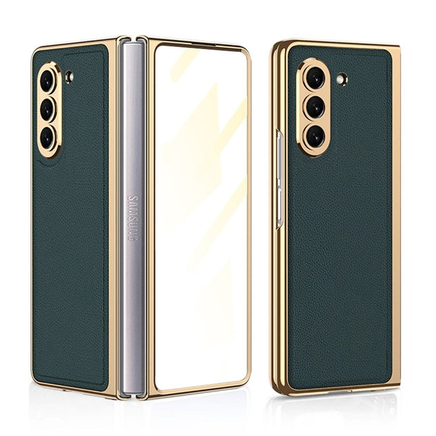 Sceptri Luxury Electroplated Leather Case For Galaxy Z Fold With 9H Tempered Film - Astra Cases